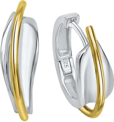 Produktbild von Creolen Ohrringe Damen 925 Silber rhodiniert und teilvergoldet 2,1cm, 1 Paar