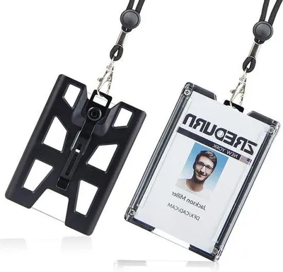 Produktbild von Famanu ID-Kartenhalter mit Lanyard aus Hartplastik und Metallclip - 2er Pack
