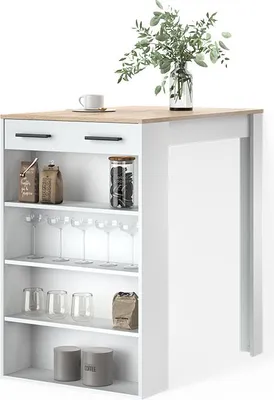Image de Table de bar Livinity Regusa Blanc/Sonoma 67x100cm, Model 55906