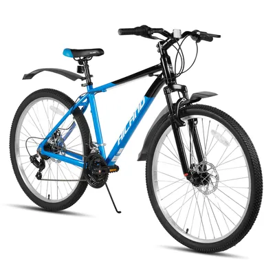 Produktbild von Hiland 26-Zoll-Herren-Mountainbike, 18-Gang, Federgabel, leichter Aluminiumrahmen, doppelte mechanische Scheibenbremsen, MTB Fahrrad für Erwachsene