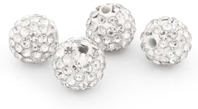 Produktbild von Vintageparts Polymerton Perlen Strass Weiß 10mm 4 Stück DIY
