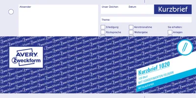 Immagine prodotto di Avery Zweckform® 1020 1020 Lettera corta, DIN A4 (1/3), preperforata, 100 fogli, bianco