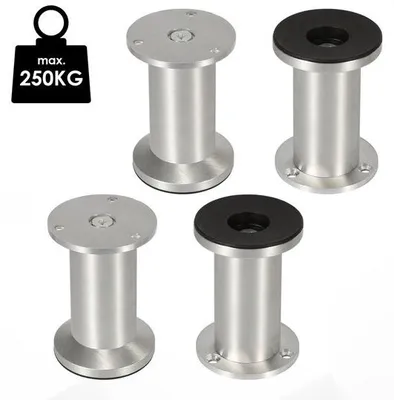 Obrázok produktu pre Hliníkové nohy stola – nastaviteľné, 120 mm – sada 4 ks – strieborná farba