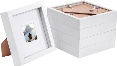 Produktbild von 5x weiß 6 "x 6" 3D Box Fotorahmen mit weiß 2 "x 2" montieren - stehend hängende handwerk schattenbild display - von nicola frühling