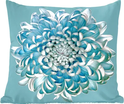 Produktbild von MuchoWow® Zierkissen Sofakissen Wohnzimmer Dekokissen 60x60 cm Blaue Chrysantheme - Sitzfläche - Foto Polster