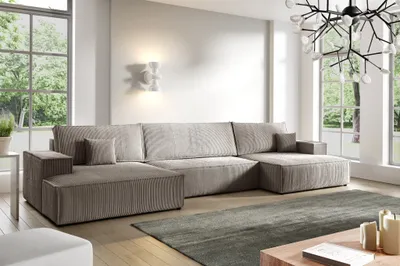 Produktbild von Wohnlandschaft Schlafsofa CORUNIA Stoff Poso Hellbraun