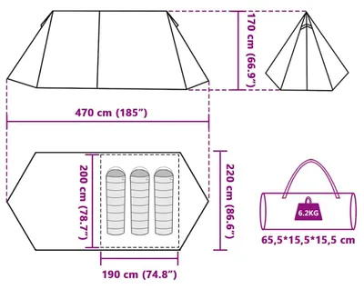 Produktbild von vidaXL Campingzelt 3 Personen Grün Wasserfest