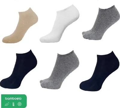 Produktbild von Bambus Sneakersocken Uni 6 Paar gemischte Farben Größe 43-46