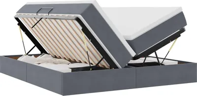 Obrázek produktu pro Postel s úložným prostorem a matrací Tmavě šedá 200 x 200 cm