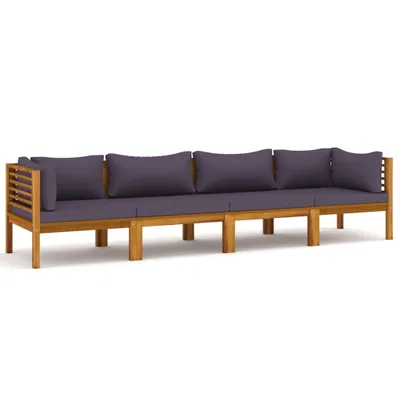 Image de Canapé de jardin à 4 places avec coussin Bois d'acacia massif
