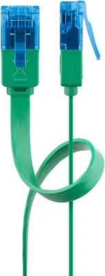 Obrázek produktu pro Goobay 96319 Plochý propojovací kabel CAT 6A, U/UTP, zelený, 2 m - měděný materiál
