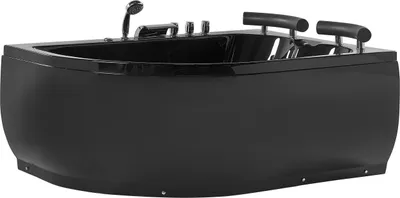 Produktbild von BELIANI Whirlpool-Badewanne Schwarz 158 x 113 cm Links Sanitäracryl LED-Beleuchtung SPA Modern