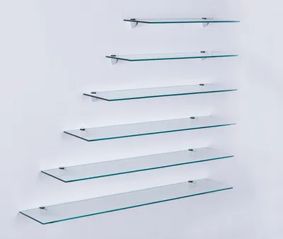 Immagine prodotto di Mensola in vetro trasparente - Mensola a muro in legno - Mensola a muro per il bagno - Mensola a muro con supporti in metallo - Mensola a muro da 80 cm - Vetro temperato di 6 mm - Mensola in vetro