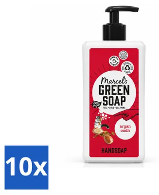 Productafbeelding van 10 x Marcel's Green Soap Handzeep Argan & Oudh - 500 ml - Voordelige verpakking - 10 stuks