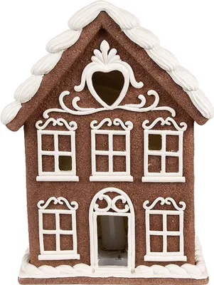 Produktbild von Clayre & Eef Lebkuchenhaus mit LED 17x10x22 cm Braun Polyresin