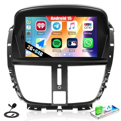 Immagine prodotto di Autoradio Android 15, 2G di RAM e 64G di memoria, compatibile con Peugeot 207 (2006-2015) - Carplay e Android Auto wireless, display da 7 pollici