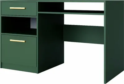 Obrázek produktu pro Nábytek24 Psací stůl Bali 125 cm se zásuvkovou skříní a 2 policemi láhev zelená