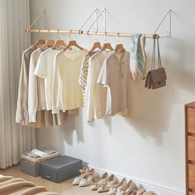 Produktbild von Famanu Kleiderstange Wandmontage - moderne Garderobenstange für Schlafzimmer
