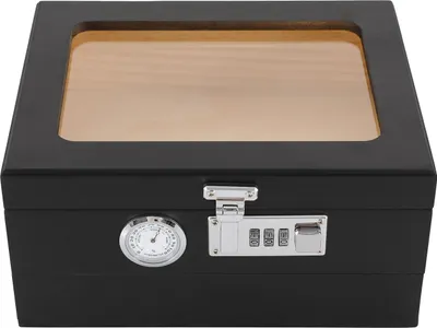 Zdjęcie produktu dla Humidor do cygar, hermetyczna konstrukcja, bezpieczny zamek szyfrowy, czarny