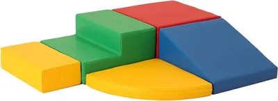 A set of colorful foam blocks for children's play.