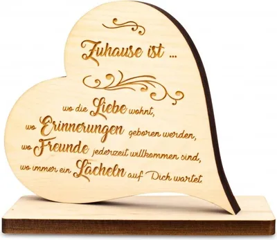 Produktbild von Zirbenherz auf Sockel Wo die Liebe wohnt