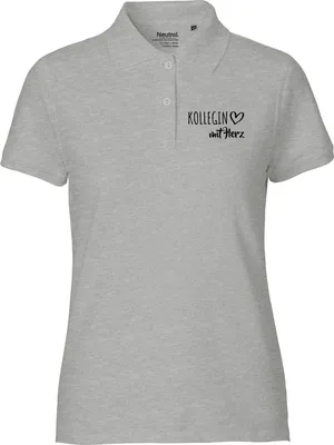 Produktbild von Huuraa Damen Polo Shirt Kollegin mit Herz M Sport Grey Bio Baumwolle Fairtrade Poloshirt Geschenkidee