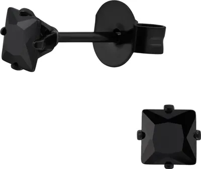 Immagine prodotto di Orecchini a perno quadrati da 4 mm in acciaio inossidabile con zirconi