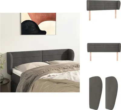 Produktbild von vidaXL Kopfteil mit Ohren Dunkelgrau 147x23x78/88 cm Samt -  Kopf- & Fußenden