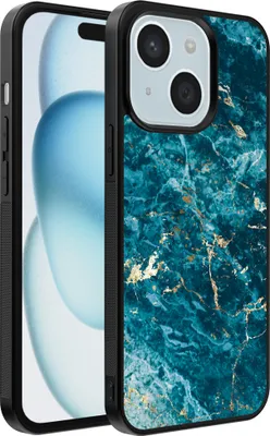 Produktbild von Handyhülle passend für iPhone 15 mit Marmordruck - TPU Back Cover Case Marmor Design - Blau