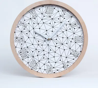Produktbild von Holzuhr 20fi cm wanduhr - weiße Spitzen - Linien und Kreise