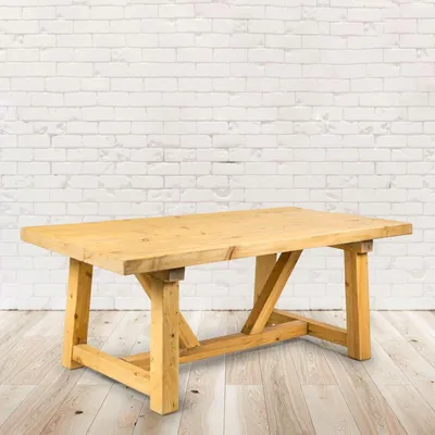 Image de PureHaven Table rustique en bois massif 200x100x76 cm Table de salle à manger en bois massif pièce unique faite à la main en pin vintage stable et stable style maison de campagne