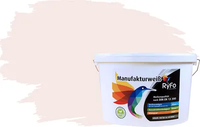 Produktbild von RyFo Colors Bunte Wandfarbe Manufakturweiß Perlweiß 10l - weitere Weiß Farbtöne und Größen erhältlich, Deckkraft Klasse 1, Nassabrieb Klasse 1