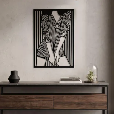 Immagine prodotto di Pannello decorativo in metallo, sagoma femminile, 40x1,3x60 cm, nero, design Mauro Ferretti, moderno