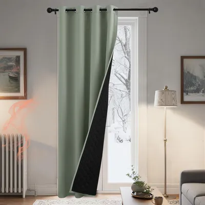 Immagine prodotto di Tenda per porta, protezione dal freddo, color verde salvia, oscurante, dimensioni 220 x 140 cm