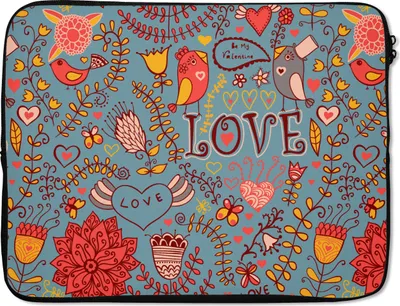 Produktbild von MuchoWow® Laptop Hülle 15 Zoll Mädchen - Vogel - Liebe - Muster - Mädchen - Kinder - Kinder Laptoptasche - Laptoptasche - Sleeve - Rundum-Schutz