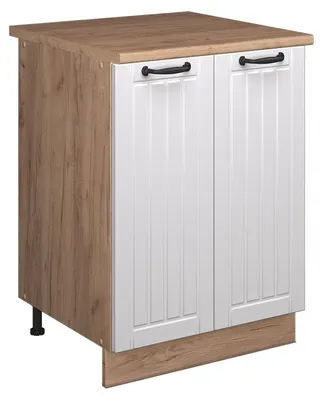 Produktbild von Spülenunterschrank Vicco Fame-Line Weiß Landhaus/Goldkraft Eiche 60 cm, Model 65251