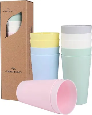 Produktbild von Famanu Set von 11 unzerbrechlichen Kunststoffbechern - Wiederverwendbare Trinkbecher für Kaffee, Tee, Milch und Saft