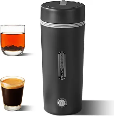 Produktbild von Tragbarer elektrischer Heizbecher,350ml Wasserkochbecher,automatische Heizung,Abschaltung beim Kochen,mit Trockengehschutz,Innentank aus Edelstahl 304