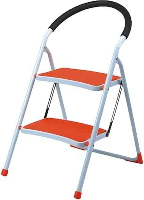 Produktbild von Small Giraffe Einseitige Metall-Klappleiter | 2 Stufen | Orange | 150kg Tragkraft | Leiter, Trittleiter, Stufenleiter, Haushaltsleiter