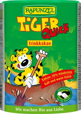 Produktbild von Rapunzel 1434310, Heiße Schokolade, 400 g, Rohrzucker*, Kakao* stark entölt (Kakobutteranteil 11%) (38,11%), Emulgator: SOJALECITHIN*,..., Paraguay, 388 kcal, 1633 kJ