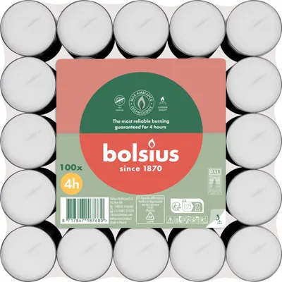 Obrázok produktu pre Bolsius 103630308800, Kolo, Biela, 4 h, 100 kusov