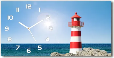 Produktbild von Wanduhr aus Glas – 60x30 cm - Glasbild - Glasuhr - Gehärtetes Glas - weisse-zeiger - Leuchtturm
