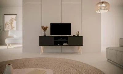 Productafbeelding van Moderne TV-kast, zwart, 120 cm, Scandinavische stijl - Elegant design
