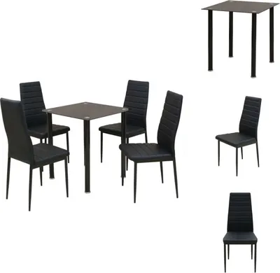 Immagine prodotto di vidaXL set da pranzo 5 pezzi tavolo da pranzo con sedie nero - Set da pranzo