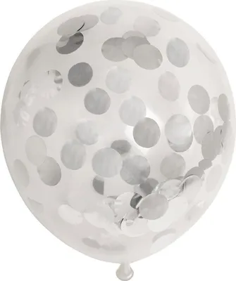 Produktbild von 6 durchsichtige Luftballons mit Metallic Konfetti in Silber 30 cm