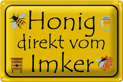 Produktbild von Blechschild Hinweis 18x12cm Honig direkt vom Imker