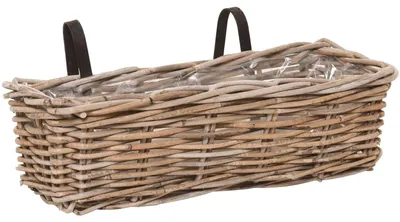 Produktbild von Rattan-Balkonkasten SACADA, Grau, Natur, 46 x 18 x 14 cm