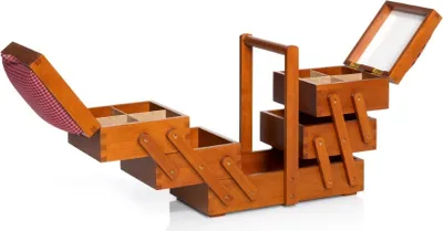 Produktbild von PRYM Nähkasten Holz, dunkel, M, mit Stoff