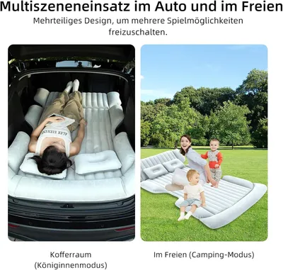 Imagen del producto de Colchón inflable para coche, autoinflable, de 184 x 122 x 15 cm, con 2 almohadas, ideal para SUV y monovolúmenes
