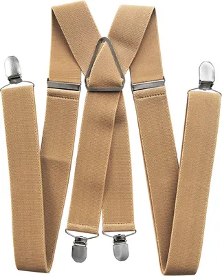Immagine prodotto di axy® Bretelle da uomo larghe 3,5 cm con 4 robuste clip a forma di X regolabili in lunghezza per matrimonio e affari - beige
